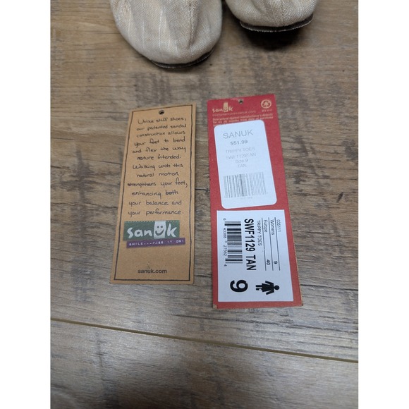 Sanuk Trippy Toes Ballet Flats Women's Size 9 Tan Fabric Foldable Travel Shoes - Picture 5 of 12